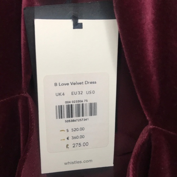 Whistles NWT B Love Velvet Dress in Maroon. - Picture 5 of 5